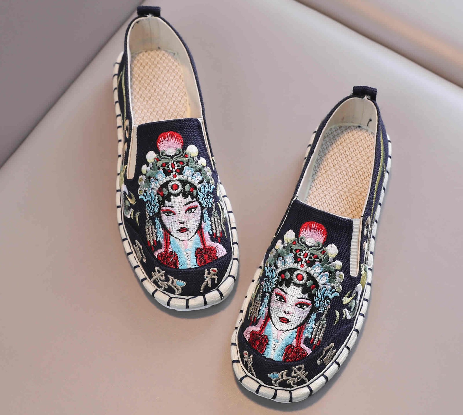 Crafting traditional Kung Fu shoes, designed for tai chi and martial arts comfort.