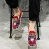 Ethnic Embroidered Canvas Shoes Old Beijing Style Loafers