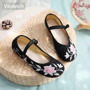 Flower Embroidered Canvas Ballet Flats Old Beijing Kung Fu Shoes