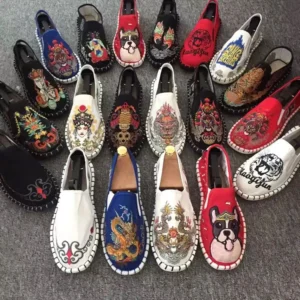 Embroidered Chinese Style Old Beijing Cloth Kung Fu Shoes